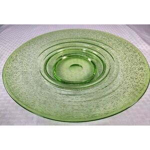Empoli Green Pedestal Console Bowl Italian Controlled Bubble Glass 13"  MCM Vtg